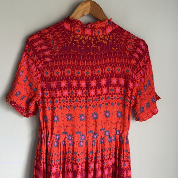 NEW FREE PEOPLE Rare Feeling Pleated Maxi Dress In Ruby Red - Picture 12 of 16